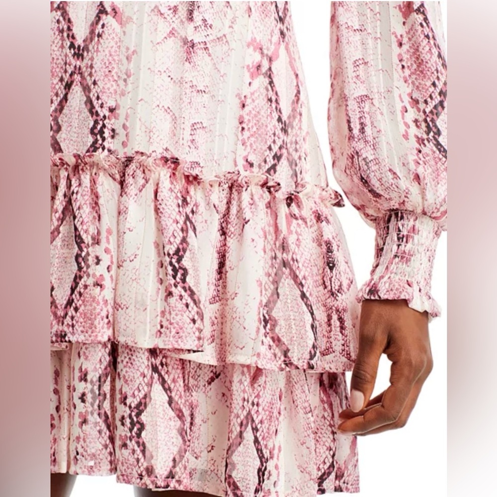 🤎 AQUA Snake Print Metallic Mini Dress – Bloomingdale’s Exclusive – Size M ✨ - Picture 3 of 8